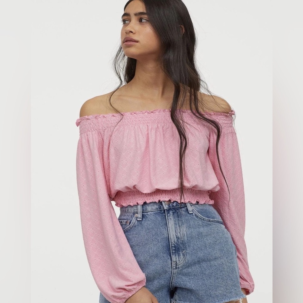 H&M Off Shoulder Pink Top